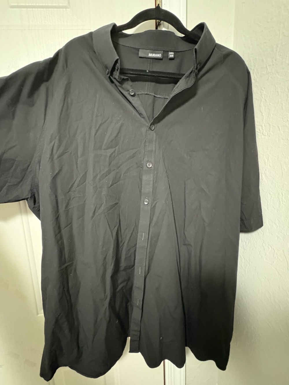 Murano Black Short-Sleeve Casual Button-Down Shirt